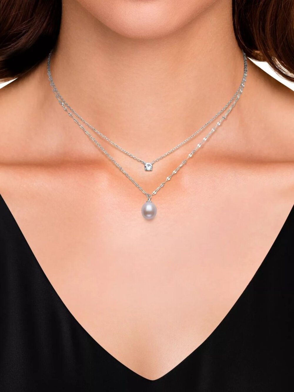 Belle de Mer Freshwater Blush Pink Drop Pearl (8-9mm) and Lab Created Sapphire